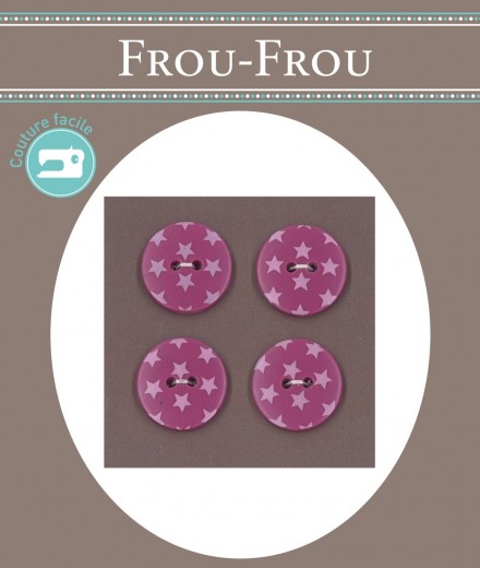 BLISTER 4 BOTONES ESTRELLAS 18MM FUCSIA (min. 3 u.